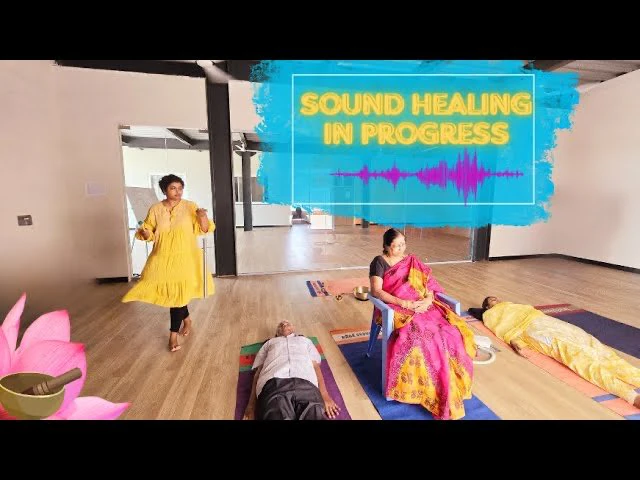 Still from Vinodha's sound healing video filmed at Kanha Shanti Vanam.